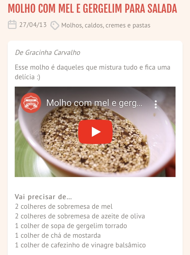 Molho de Mel e Gergelim