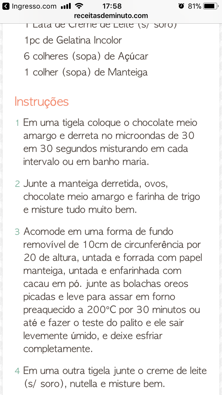 Torta Brownie de Nutella e Leite Ninho